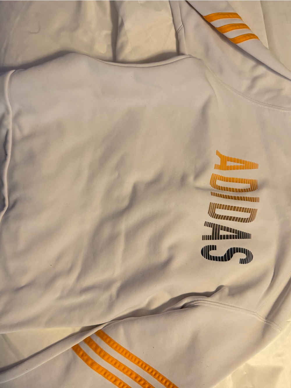 adidas White zip up Jacket with Orange Stripes